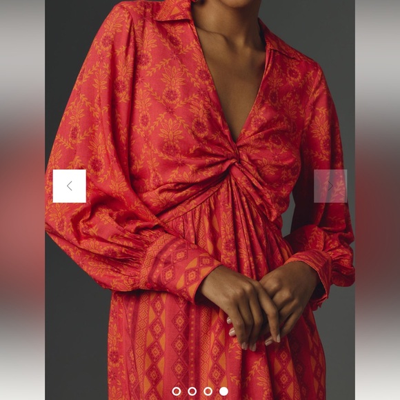 Farm Rio Long-Sleeve V-Neck Midi Dress - Picture 2 of 6